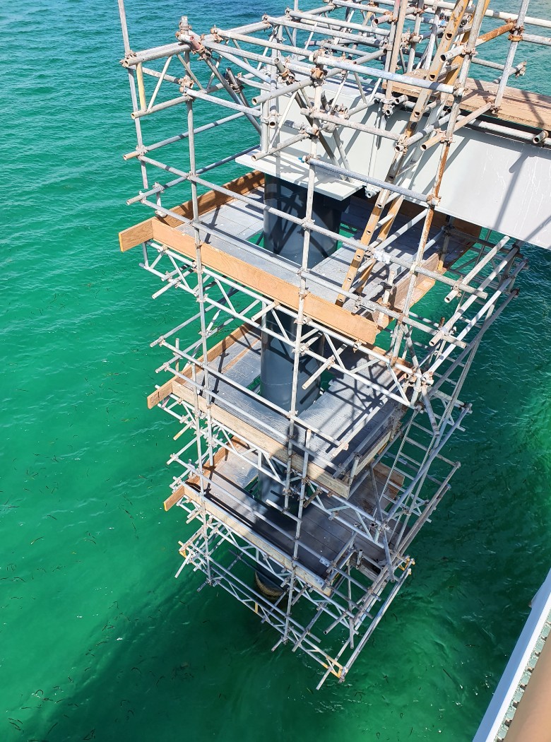 Scaffolding over water